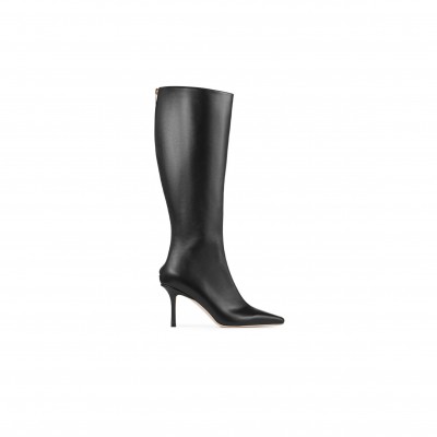 JIMMY CHOO AGATHE KNEE BOOT 85 BLACK CALF LEATHER KNEE-HIGH BOOTS AGATHEKB85LTC